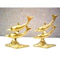 Dolphin on Wave Statuettes (Set of 2)