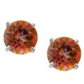 14k White Gold Round Ecstacy Topaz Stud Earrings