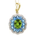 14k Gold Multi-gemstone 1/10ct TDW Diamond Necklace