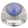 14k White Gold Star Sapphire and Diamond Ring