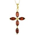 14k Yellow Gold Marquise Garnet Cross Necklace