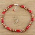 Carved Bone Cryptic Message Coral Necklace (USA)
