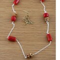 Carved Bone and Red Coral Necklace (USA)