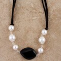 Suede Black Onyx Stellar Necklace (USA) (10-12 mm)