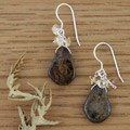 Sterling Silver Bronzite and Crystal Bouquet Earrings (USA)