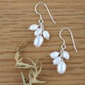 Sterling Silver White Gardenia Pearl Earrings (USA)