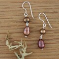 Sterling Silver Cinnamon Glow FW Pearl Earrings (USA)