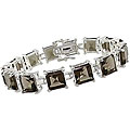 Sterling Silver and Square Smokey Quartz Bracelet