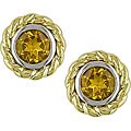 10k Two-tone Gold 6 mm Round Citrine Earrings