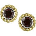 10k Two-tone Gold 6 mm Round Garnet Earrings