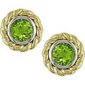 10k Two-tone Gold 6 mm Round Peridot Earrings
