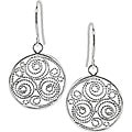 Sterling Silver Carved Circle Hook Earrings