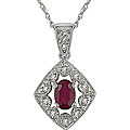 10k White Gold Diamond and Ruby Necklace