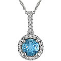 10k White Gold Blue Topaz and Diamond Necklace