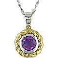 10k Two-tone Gold Round Amethyst Necklace