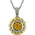 10k Two-tone Gold Round Citrine Necklace