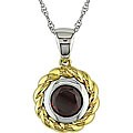 10k Two-tone Gold Round Garnet Necklace