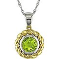 10k Two-tone Gold Round Peridot Necklace