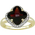 10k Yellow Gold Garnet and 1/5ct TDW Diamond Ring