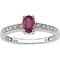 10k White Gold Ruby and Diamond Accent Ring