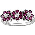 10k Gold Diamond Ruby and White Sapphire Ring