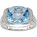 10k Gold Sky Blue Topaz and Diamond Accent Ring