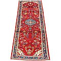 Persian Sarouk Red/ Navy Runner Rug (4' x 10'5)