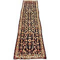 Persia Hamadan Black/ Ivory Runner (3'7 x 13'7)