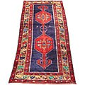 Persian Hamadan Navy/ Camel Runner Rug (4'7 x 9'4)