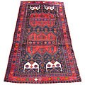 Persian Hamadan Black/ Red Runner Rug (4'10 x 9'9)