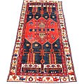 Persian Hamadan Navy/ Ivory Runner Rug (4'8 x 10'6)