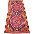Persian Hamadan Navy/ Tangerine Rug (4'4 x 9'10)