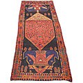 Persian Hamadan Black/ Rust Runner Rug (4'9 x 11'6)