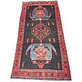 Persian Hamadan Black/ Red Runner Rug (4'6 x 9'9)