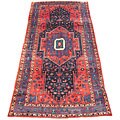 Persian Hamadan Red/ Navy Runner Rug (5' x 10')