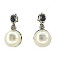 14k Gold FW Pearl and 1/10ct TDW Diamond Earrings (8-9 mm)