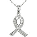 14-kt. White Gold 1/10ct TDW Round Diamond Ribbon Pendant