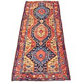 Persian Hamadan Navy/ Red Runner Rug (4'8 x 11')