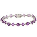 14k White Gold Amethyst Link Bracelet