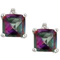 10k White Gold Diamond and Mystic Topaz Earrings
