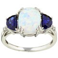 14k Gold Opal Sapphire and Diamond Ring