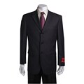 Mantoni Men's Black Shadow Striped Wool Suit
