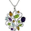 Sterling Silver Multi-gemstone Necklace