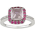 14k Gold Rose Quartz and Pink Tourmaline Ring
