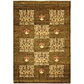 Pakistani Hand-knotted Olive Mosaic Rug (6' x 9')