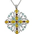 Sterling Silver Multi-gemstone Filigree Necklace