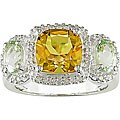 Sterling Silver Citrine and Green Amethyst Ring