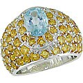 Sterling Silver Blue Topaz and Citrine Ring