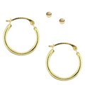 10k Yellow Gold Ball and Hoop Earrings Set