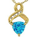 10k Yellow Gold Blue Topaz and Diamond Necklace